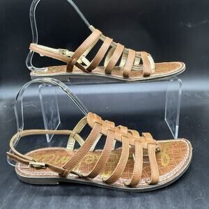 Sam Edelman Womens Garland Sandal Size 8.5 Brown Leather Thong Strappy Slingback